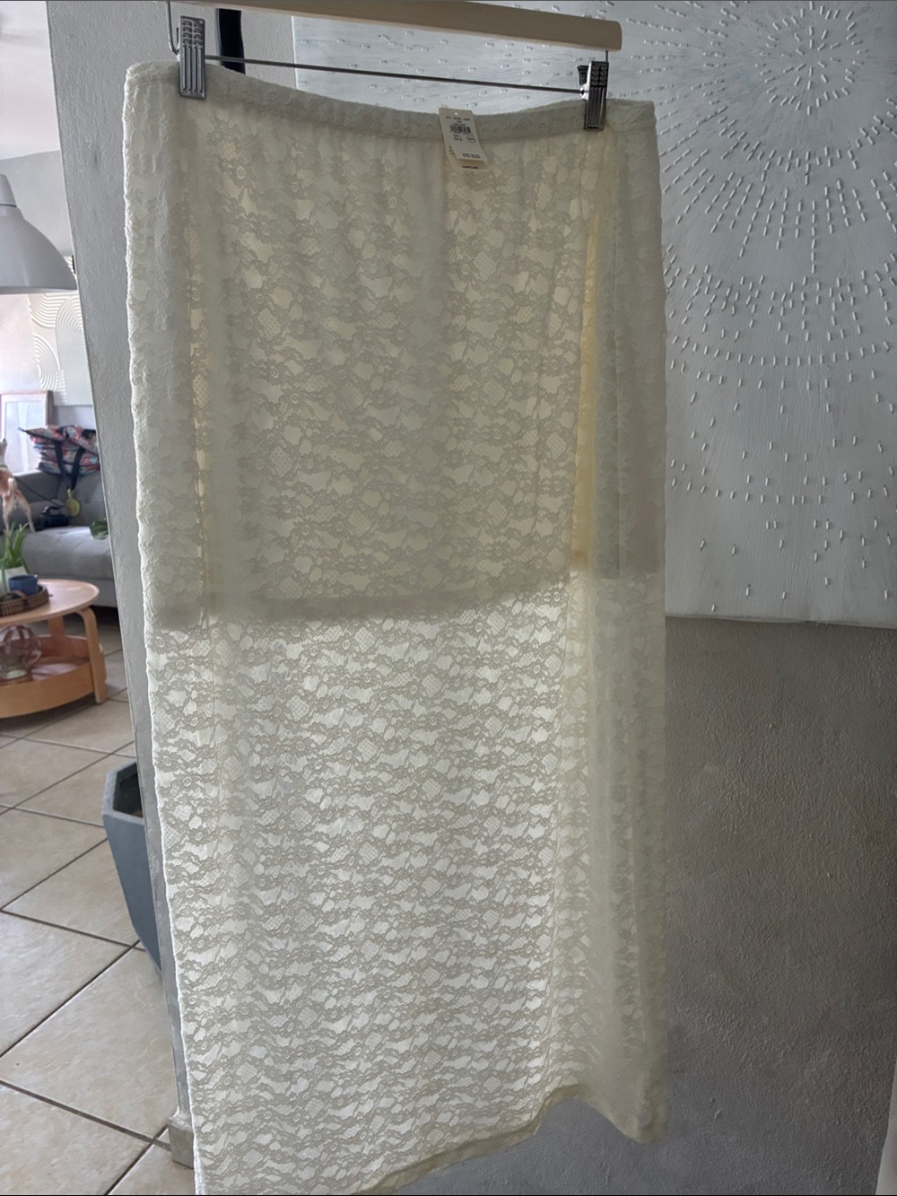 aerie Cream Lace Maxi Skirt